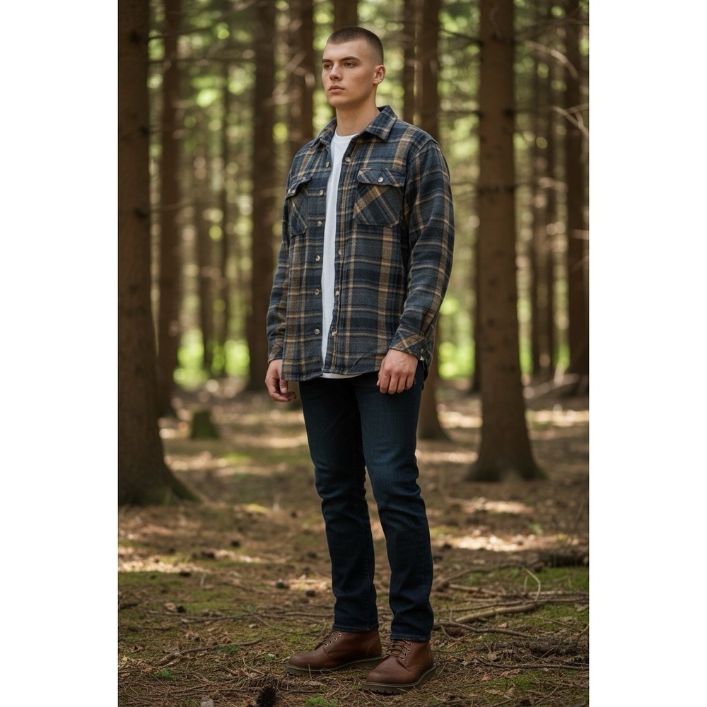 Legendary Whitetails Sherpa Lined Flannel Mens Large Brown Plaid Shirt Jacket